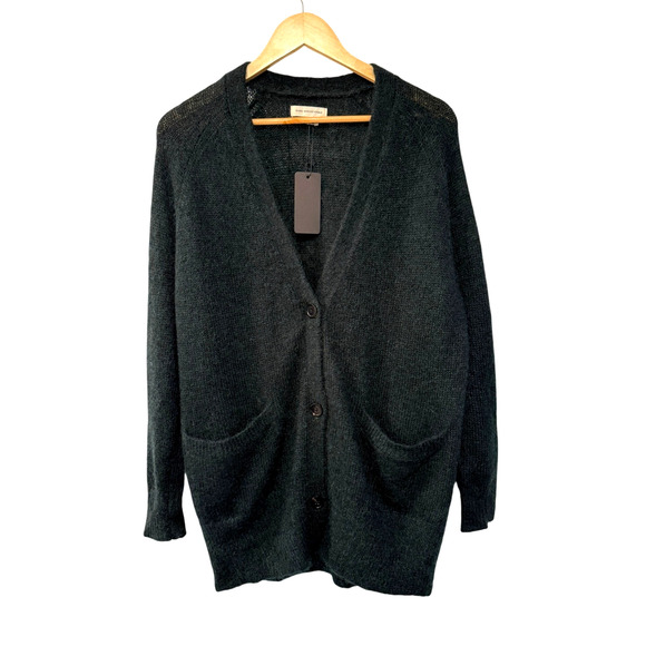 NEW! Isabel Marant S Kid Mohair $599 Long Cardigan Sweater Oversized Teal Green - Picture 2 of 8